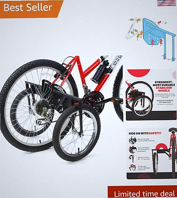 Bike Heavy-Duty Adult Training Wheels – Patented Stabilizer Kit for 24"–27"...