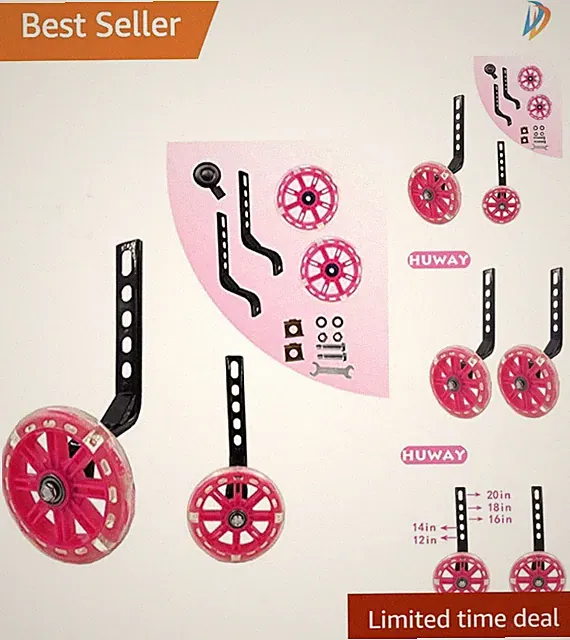Lightweight and Noiseless Training Wheels for Young Riders - 4.33 inch Diameter