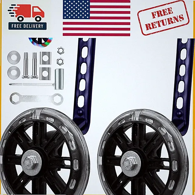 Lightweight Steel Training Wheels with Flash for 12/14/16/18/20 Inch Bikes