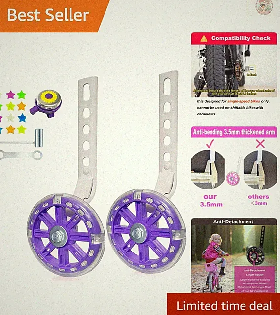 Universal Fit Training Wheels with Decorations and Tools for Bicyle Sizes 12-20